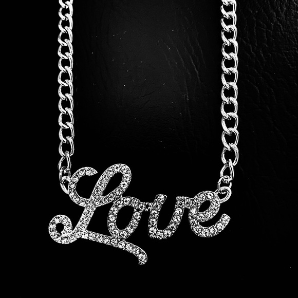 LOVE Crystal Necklace 16”-18” - Picture 2 of 3